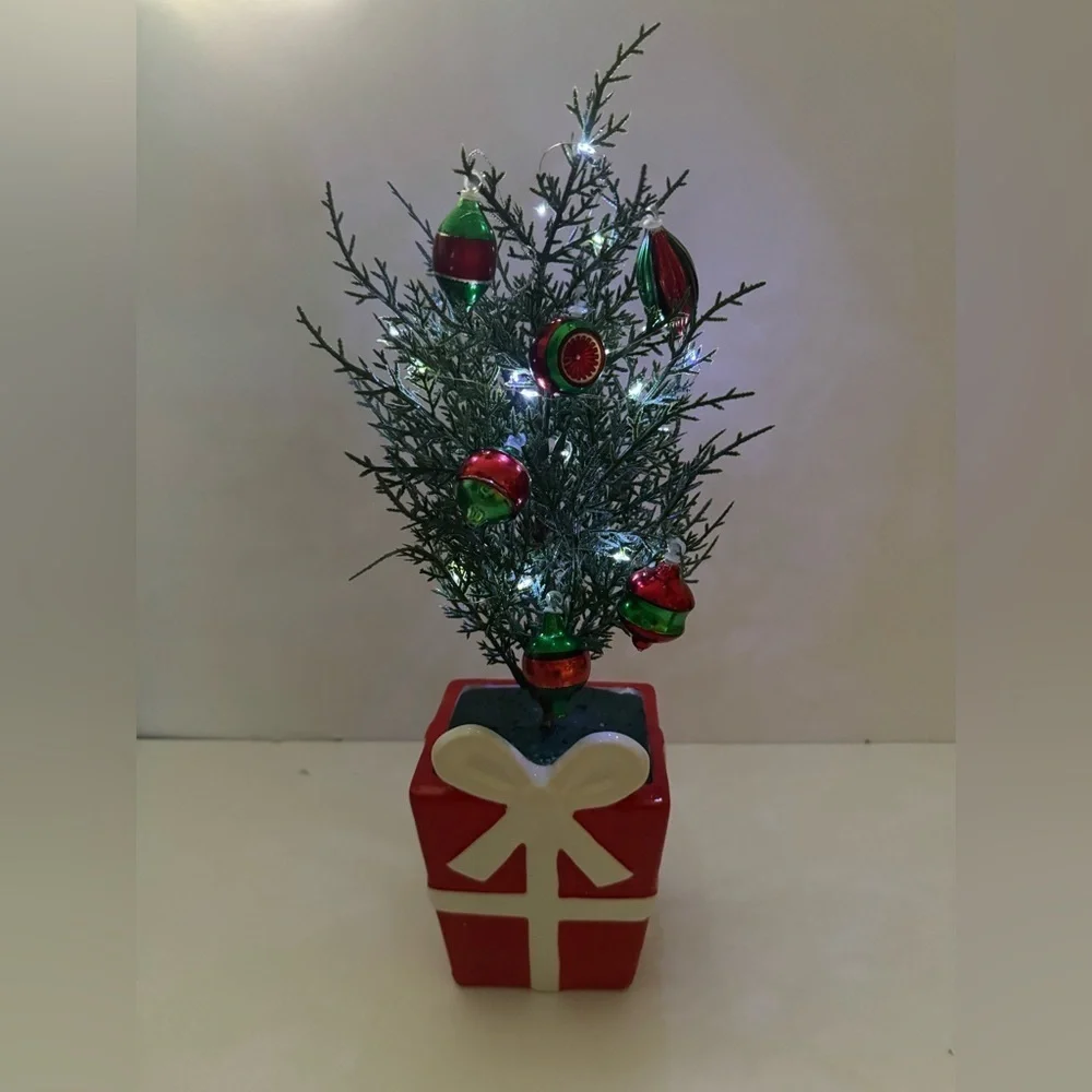 NEW OOAK Small Lighted Retro-Inspired Tree Ceramic Base 17”